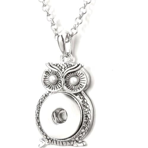 New Styles Cute Owl 18mm Snap Button Necklace Christmas Necklaces & Pendants Snap Jewelry DIY Jewelry For Women Men