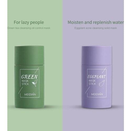 Green Tea Mask Stick Purifying Clay Oil Control Cleansing Eggplant Stick Mask For Face Oil Control Anti-acne Whitening
