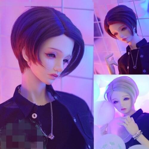 BJD Doll Wig suitable for 1-3 1-4 size high temperature silk wig partial short hair brown gray doll accessories