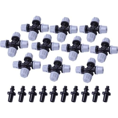 Greenhouse Humidifier Plant Misting Cross Atomizing Nozzle Sprinkler Tee (10Pcs)