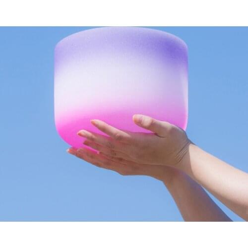 8inch Purple Pink Crystal Singing Bowl B Crown Note Meditation Quartz Bowl Sound Therapy