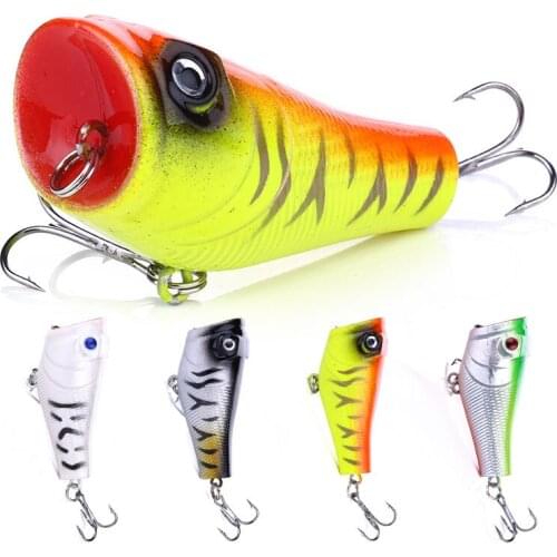 1PCS Isca Artificial Hard Popper Fishing Lures 5CM 7.4G Top water Plastic Hard Bait Floating 4color two hooks