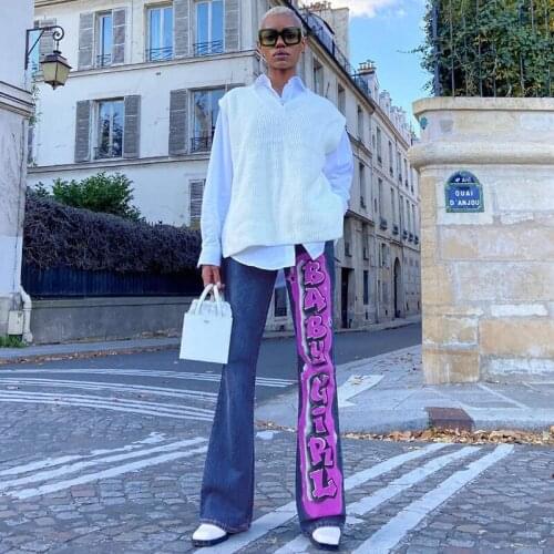 Letter Print Straight Jeans Women Harajuku Streetwear Y2K Retro High Waist Pants E-girl Vintage Jeans Vogue Baggy Jeans Autumn