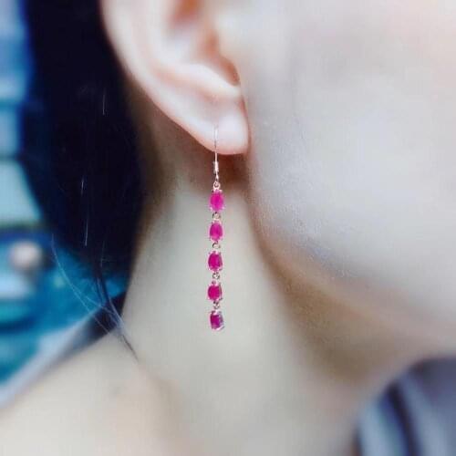 Ruby Earring Natural And Real 925 Sterling Silver Ruby Earring Fashion