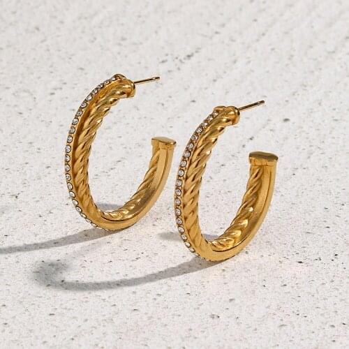 2021 New Stainless Steel Braid Txture AAA Zircon Stone Paved Large Good Hoops Dropshiping Suppliers