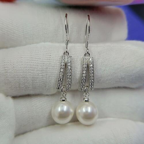 Pearl Jewelry S925 Sterling Silver Wedding Drop Earrings for Women Cute Fine Jewelry Ethnic Engagement Earrings Women Gift