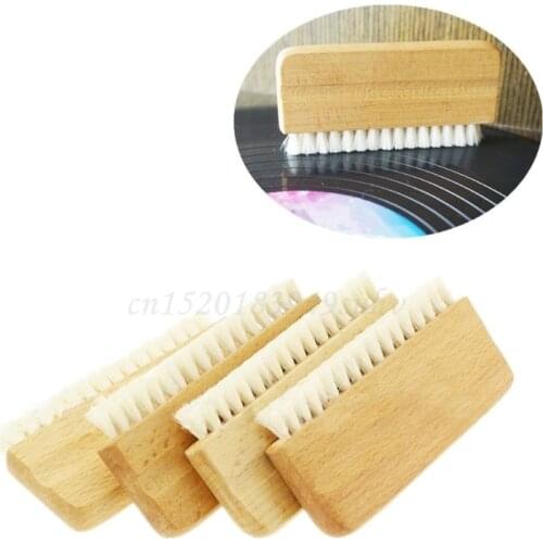 LP Vinyl Record Cleaning Brush Anti-static Goat Hair Wood Handle Brush Cleaner