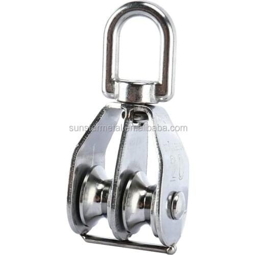 Stainless Steel Heavy Duty Hardware Single double Wheel Swivel Rigging Lifting Wheel Fixed Pulley for Wire Rope Loading