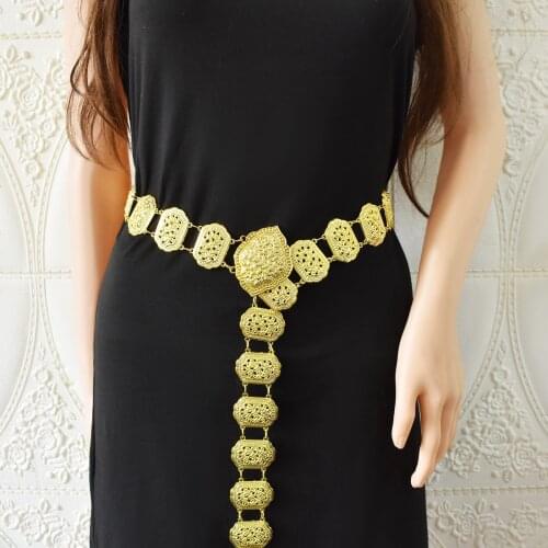 Turkish Vintage Belly Waist Chains for Women Female Carved Flower Leaf Dance Dress Belt Metal Chain Tribal Body Jewelry Gift