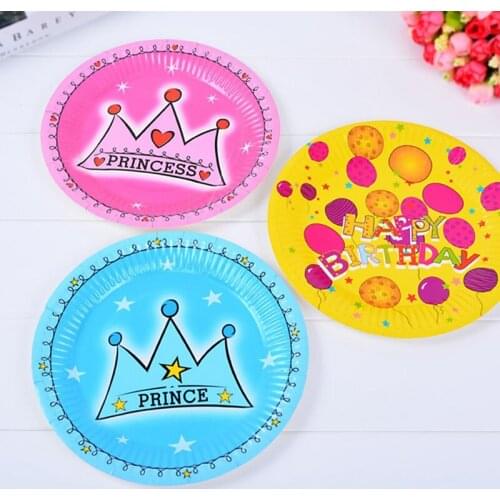 Thicken Paper Plate Disposable Cake Dinner Plate Childrens Birthday Cartoon Paper Plate 7 Inch Party Supplies