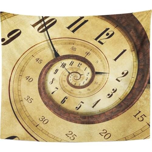 Timeless Endless Time Effect Vintage Clock Swirl Distorted Surreal Tapestry Home Decor Wall Hanging for Living Room Bedroom Dorm