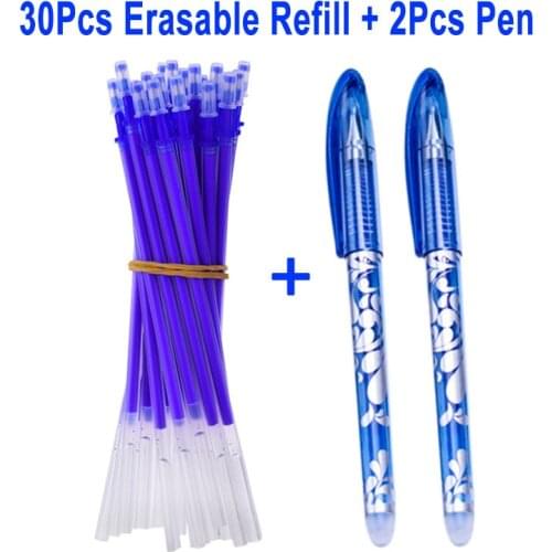 DELVTCH 32Pcs/Set Office Erasable Refill Rod Magic Erasable Pen Refill 0.5mm Blue Black Gel Pen Refill Stationery Writing Tools