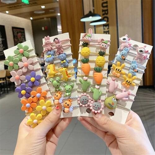 10 Pcs/Set Cute Floral Girls Rubber Bands Princess Kawaii Hair Ornament Headwear Elastic Hair Bands Headbands Hair Accessories