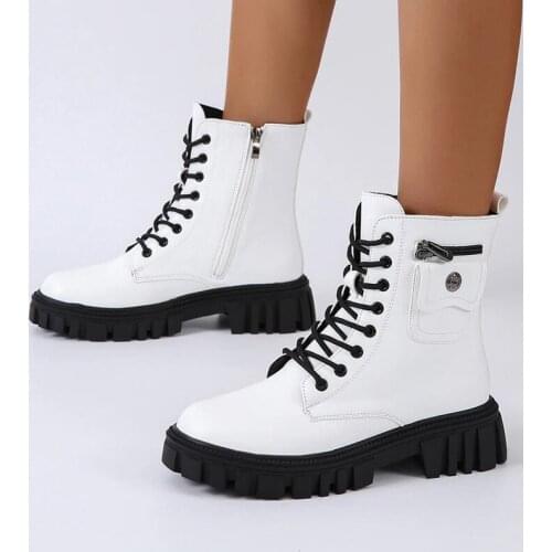 Spring Autumn Ladies Lace-up Ankle Boots Thick-soled Non-slip Square Toe British Style Boot 2021 New Fashion Casual Footwear
