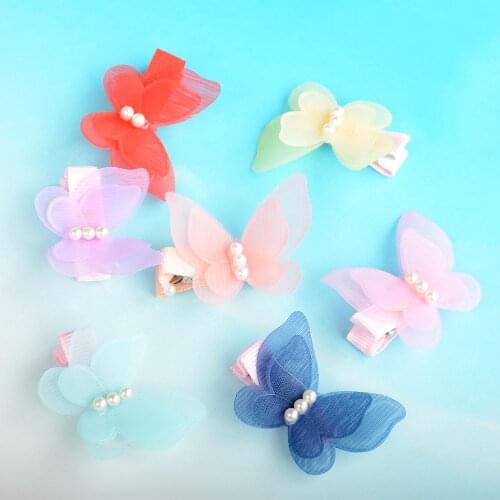 3Pcs Kids Women Hairpin Hair Accessories Clip Cloth material Butterfly Shape Girls Light Beautiful Headwear