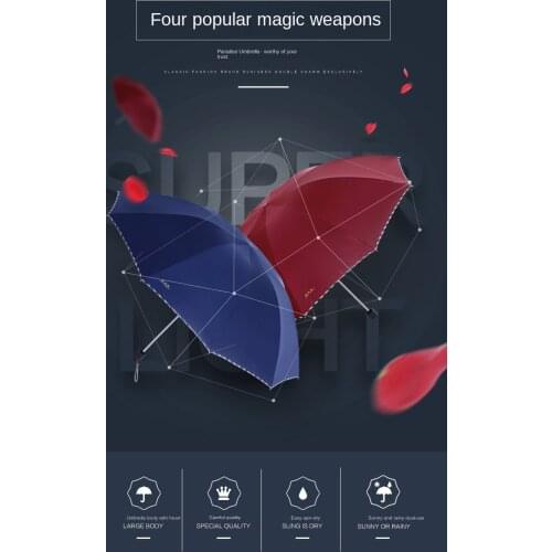 Umbrella 3311 black gum upgrade double umbrella folding sunny umbrella sun umbrella sun umbrella advertising umbrella