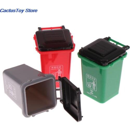 1:12 Dollhouse Mini Trash Can Toy Garbage Truck Cans Curbside Vehicle Garbage Separation Bin Toys Kid Furniture Toy Gift