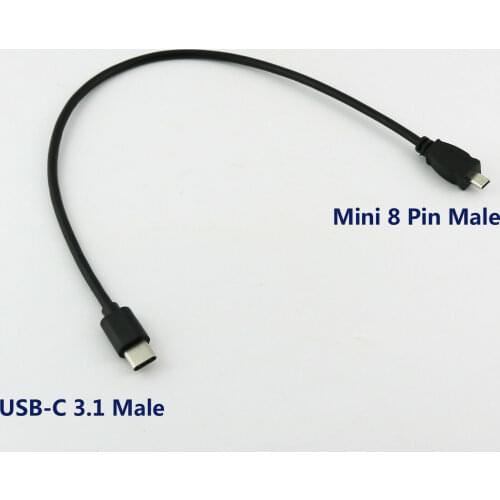 1pc USB 3.1 Type-C Male to MINI 8 PIN Male Plug OTG Connector Cable For Camera 30cm