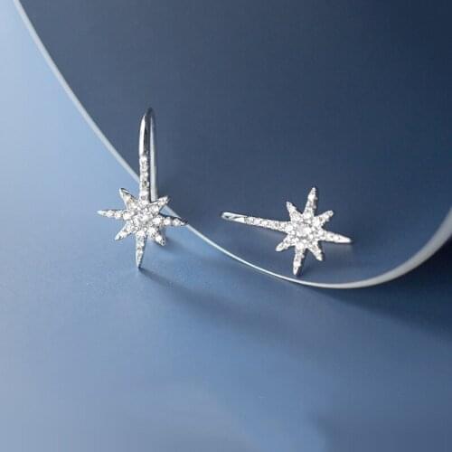 100% Real 925 Sterling Silver Star Dangle Earrings for Women Girls Birthday Christmas Gifts Hypoallergenic Jewelry