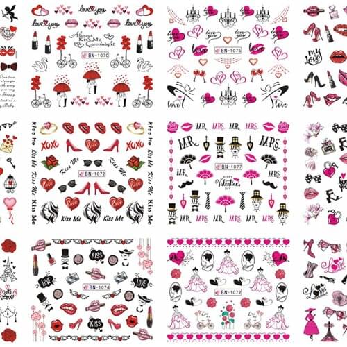 12pcs/sheet Nail Transfer Sticker Decals Flower/Owl/Geometric...Pattern Water-Transfer Sticker Nail Art Glitter Sticker&Decal x1