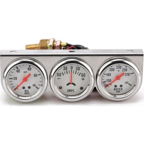 12V Universal Triple Combination Instrument Oil Pressure Water Temperature And Current Auto Modified Mechanical Instrument