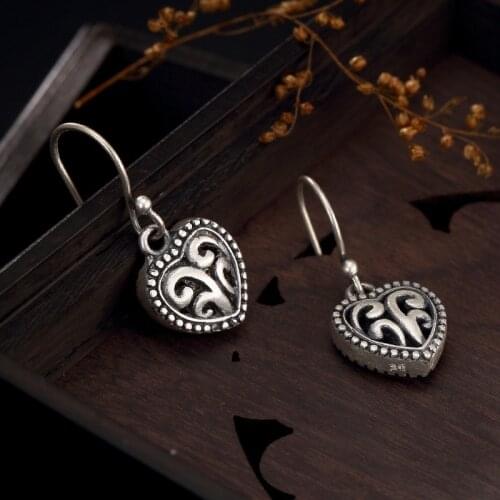 2018 Promotion Brinco Restoring Ancient Ways Personality Heart-shaped Hollow-out Totem Joker Female Earrings Wholesale