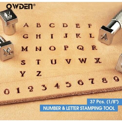 OWDEN 37Pcs Leathercraft Alphabet Number Stamping Tool Set Metal Leather Seal Engraving Printing Mold Engraving Stamps