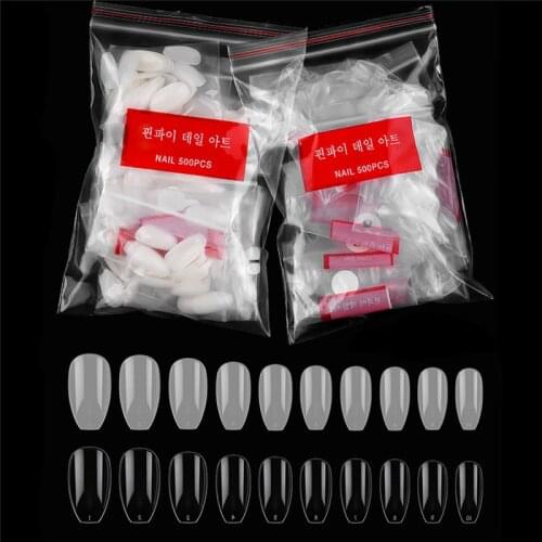500pcs Nude White French Ballerina Fake Nail Gradeint Natural Coffin False Nails Wholesale Nails Supplier Fake Nails Art Tips