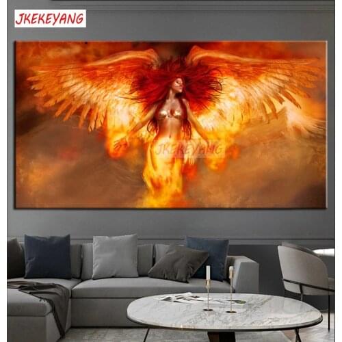 5D DIY Diamond Painting Fire angel Home Decor Embroidery Mosaic Picture Handcraft Kit Large Size j3051
