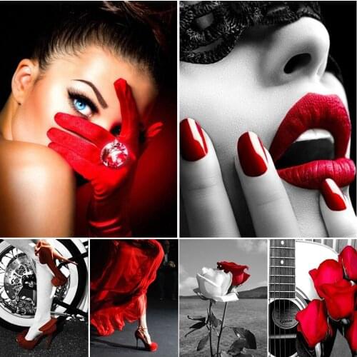 5D Diamond Painting Full Square Black White Portrait Woman Rose Cross stitch Embroidery Diamond Mosaic Rhinestone Picture Decor