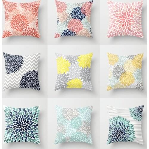 Abstract Red Yellow Blue Floral Pillowcase Modern Fashion Geometric Cushion Cover Livingroom Decor Sofa Couch Throw Pillow Cover