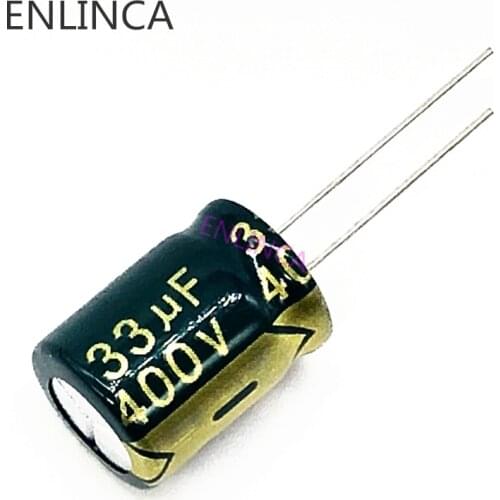100pcs/lot 33UF high frequency low impedance 400V 33UF aluminum electrolytic capacitor size 13*18 T28 400V33UF 20