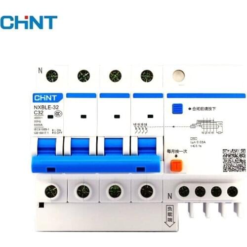 CHNT NXBLE-32 Residual current operated circuit breaker RCBO 6KA type C 4P 30mA 230 V 240V 50HZ 6A 10A 16A 20A 25A 32A