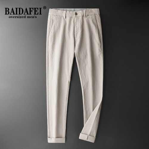 BAIDAFEI Brand Men Pants 2021 Autumn Winter New Cotton Thick Soft Comfortable Pants Solid Color Loose Straight Business Trousers
