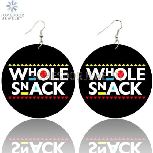 SOMESOOR Whole Snack Royalty Inside My DNA Wooden Drop Earrings Both Sides Printed Inspired Loops Dangle Jewelry For Women Gifts