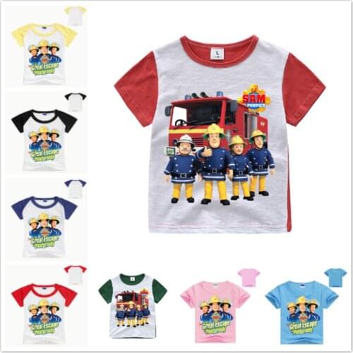 Print cartoon short sleeve t-shirt baby boys clothes for autumn summer girls shirts kids clothing toddler tees red top kids