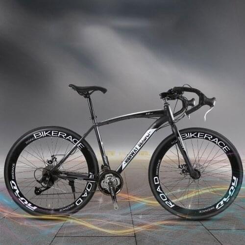 Road Racing Car Dead Flying Variable Speed Bike Solid Bent Handlebar Muscle Bicycle Double Disc Brake Student Male And Female