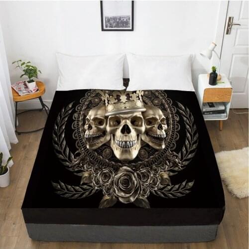 Elastic fitted sheet bed sheet With An Elastic Band 160x200/180/200/150x200 Mattress Cover Bed cover 1pc Skull Deadpool gold