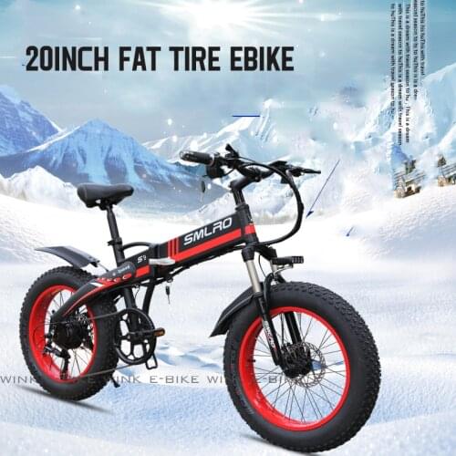 Electric Bike 48V 1000W 20inch Folding Electric Snow ebike 40km/h with 14AH Battery 4.0 Fat Tire Electric Bicycle Beach E-bike