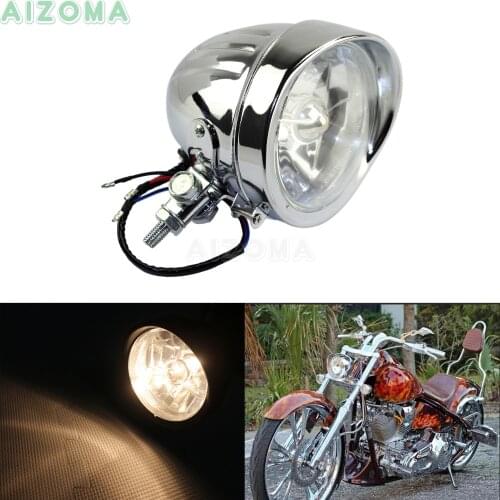 Chrome Motorbike 4.5'' Headlight For Harley Sportster Dyna Chopper Scrambler Bobber 4.5 inch Vintage Head Lamp Hi/Lo Beam Lights