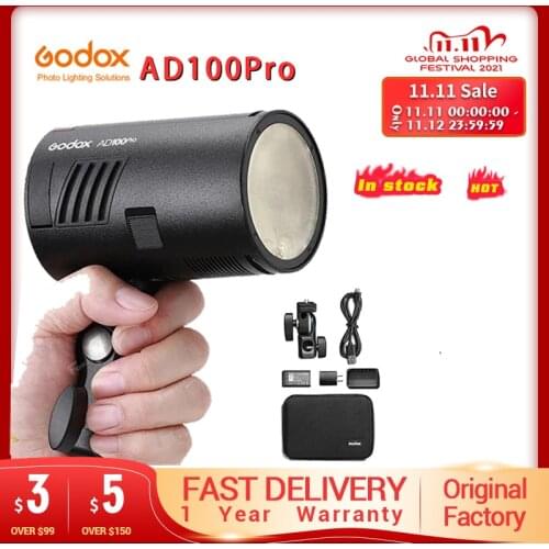 Godox AD100Pro TTL Pocket Flash light Kit for Canon Nikon DSLR photography studio Accessories youtube live PK Godox AD200pro