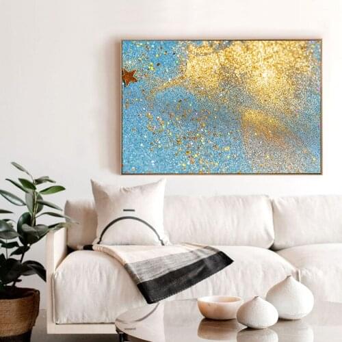 Golden Beach Five-pointed Star Painting on Canvas Cuadros Posters and Prints Scandinavian Wall Art Picture for Living Room Decor
