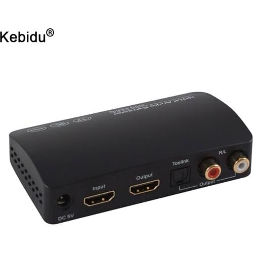 Kebidu 4K 30Hz Audio Extractor 9Gbps Optical Toslink RCA L/R Adapter DAC 5.1CH Digital HDMI-compatible Audio Analog Converter