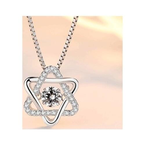 Beautiful crystal zircon jade ruby sapphire topaz Hexagram beating heart Smart Pendant Necklace