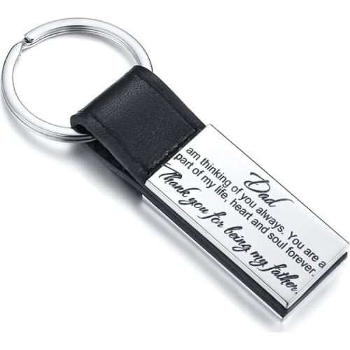 Square Leather Kecyhain For Men To My Husbands Dad Anniversary Birthday Gift