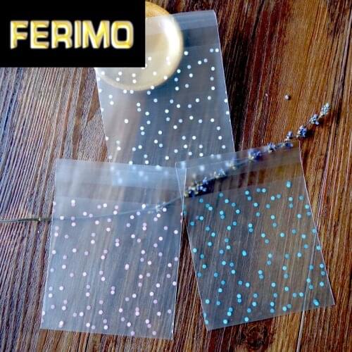 LBSISI Life 100pcs Frosted Dot Candy Cookie Bags Soap Biscuit Packaging Bags Self Adhesive Bags Christmas Birthday Party Favor