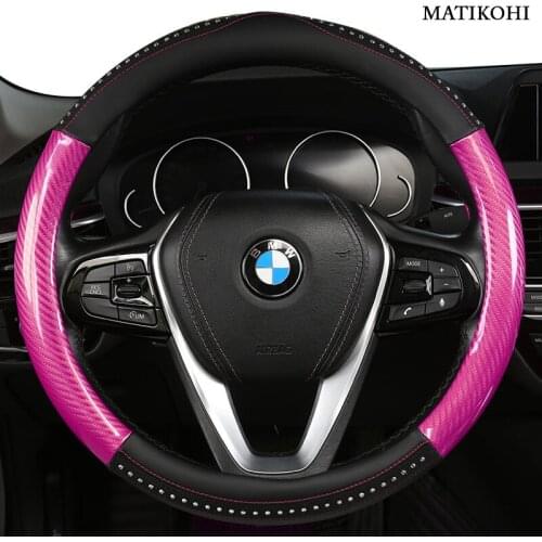 MATIKOHI Carbon Fiber Leather Car Steering Wheel Cover For Maserati Ghibli Levante Granturismo Quattroporte