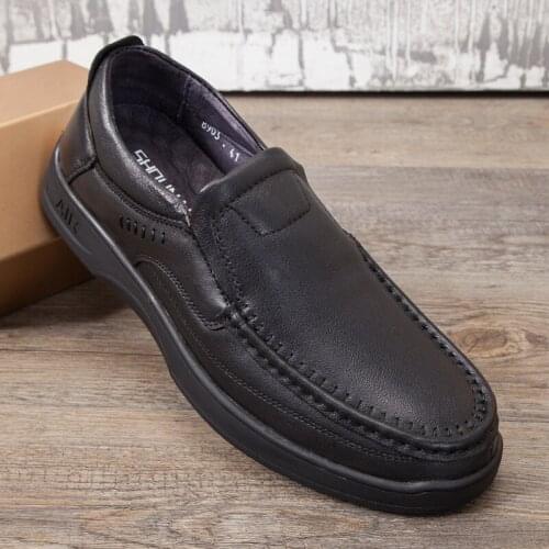 2020 New Genuine Leather Casual Shoes Comfortable Thick Bottomed Men Wear-Resistant Loafer Breathable Luxury Designer Flats