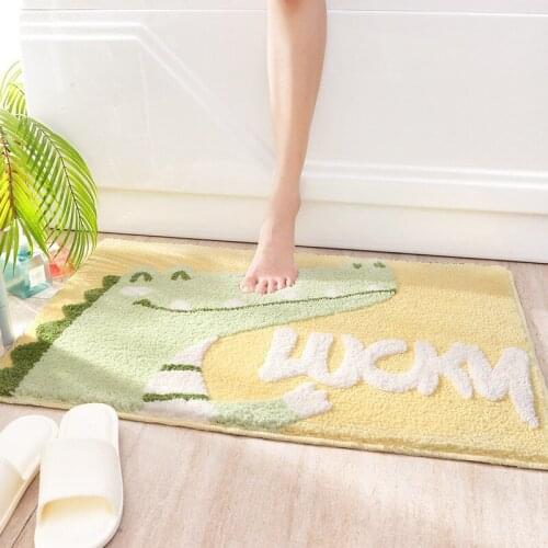 Cartoon Animal Flocked Bathroom Non-Slip Floor Mat Household Absorbent Toilet Living Room Bedroom Door Rug