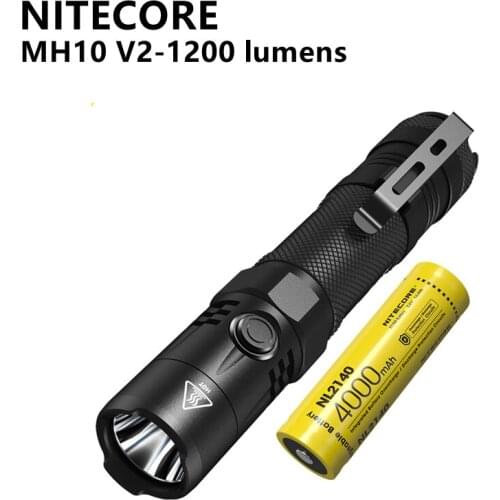 NITECORE Flashlight MH10 V2 1200 lumens Range 202M With CREE XP-L2 V6 LED Rechargeable 4000mAh Battery Flashlight